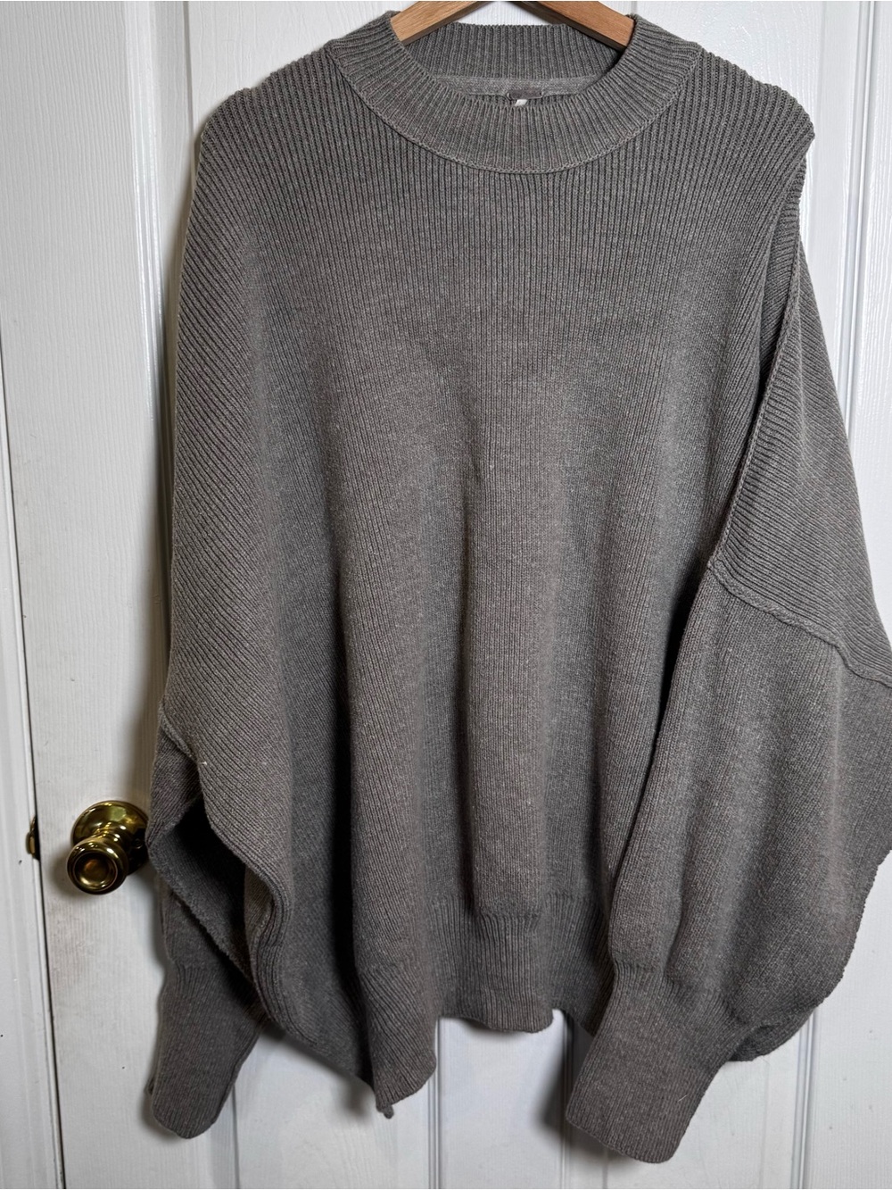 Free People Easy Street Tunic XL Gray Oversized Slouchy Ribbed Knit Sweater